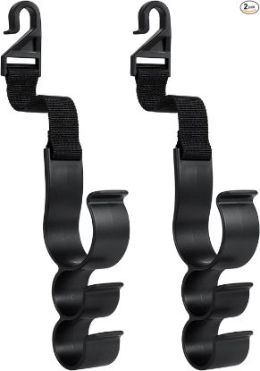 Picture of iSaddle Car Seat Headrest Hook - Universal Durable Automotive Seat Back Organizers/w 3 Hooks Vehicle Storage Hanger for Purse Handbag Coat Grocery Fishing Rod Umbrella Holder (2 PCS)