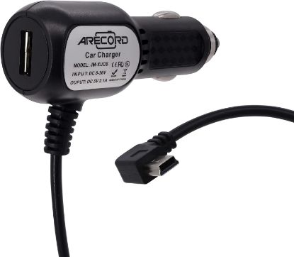 Picture of ARECORD JM-XUCB Mini USB Car Charger with Extra USB Port for Dash Cam GPS Camera Recorder Black Box - 2.1A Vehicle Power Supply Adapter Suitable for Car Truck SUV RV from 12V-24V